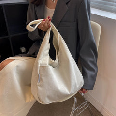 Soft Corduroy Shoulder Bags for Women Casual Style Handbags
