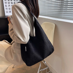Soft Corduroy Shoulder Bags for Women Casual Style Handbags