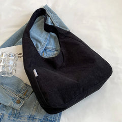 Soft Corduroy Shoulder Bags for Women Casual Style Handbags