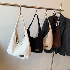 Corduroy Big Shoulder Bags for Women Winter Casual Style
