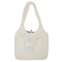Embroidery Canvas Tote Shoulder Bag Large Capacity Shopping Bag