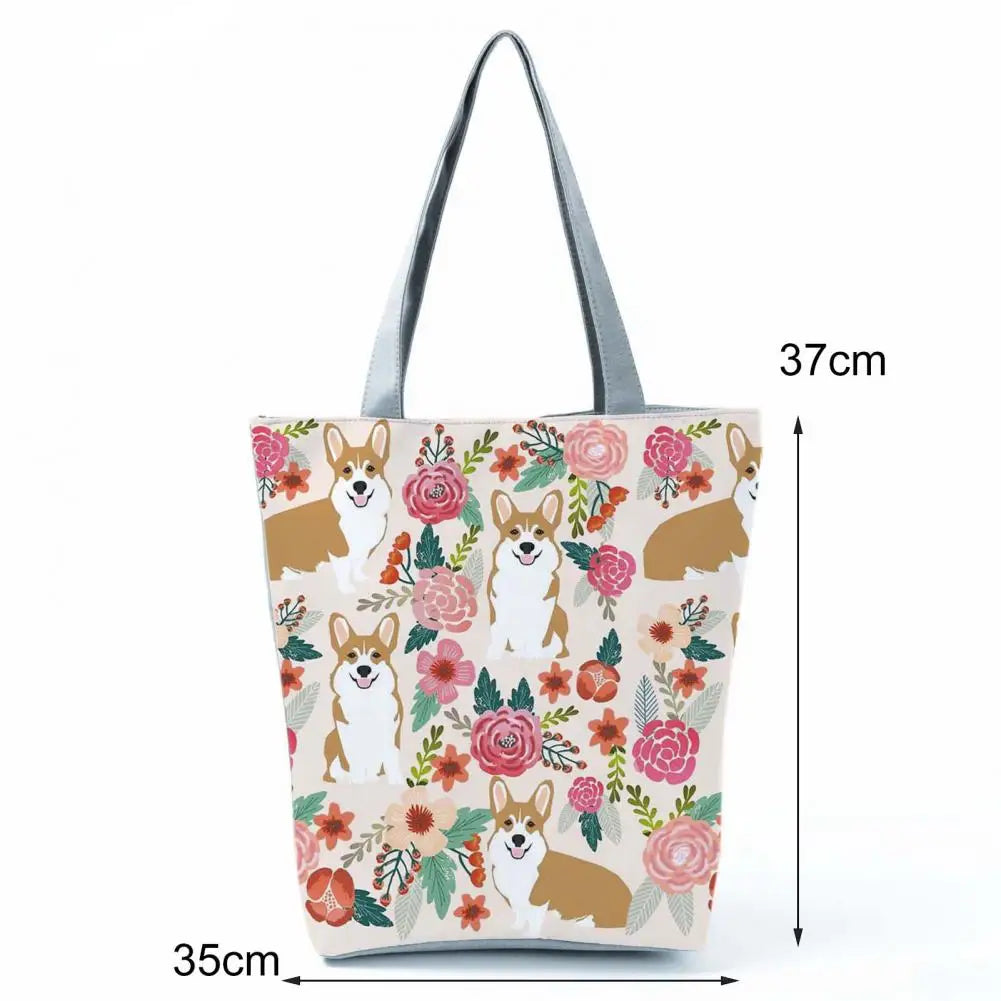 Puppy Print Large Capacity Shoulder Bag for Women