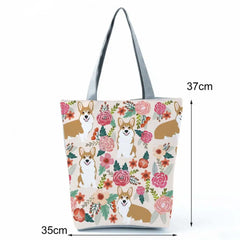 Puppy Print Large Capacity Shoulder Bag for Women