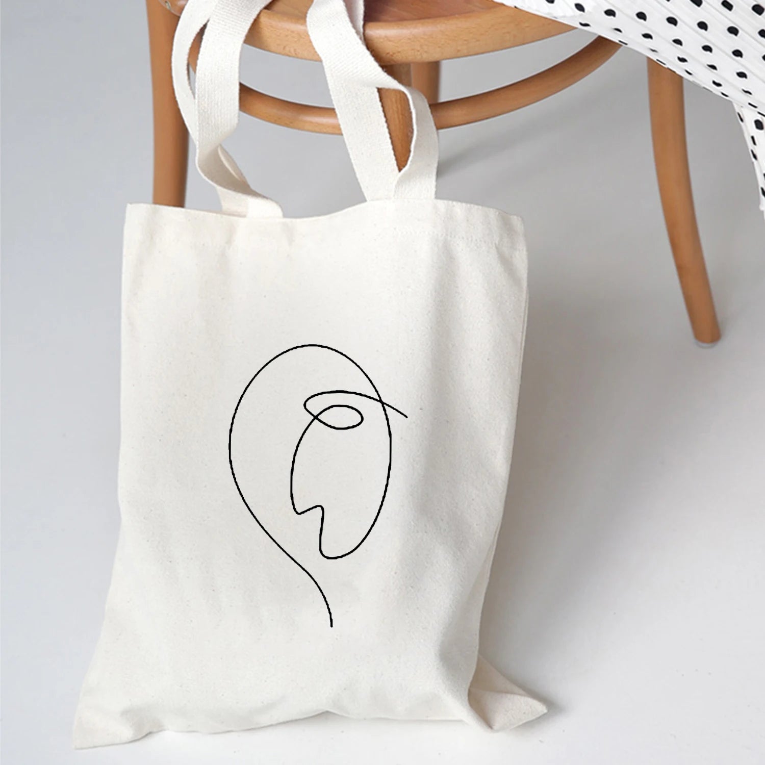 Abstract Graphic Canvas Tote Bag for Women