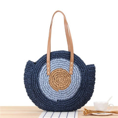 Summer Casual Women's Straw Beach Bag Round One-Shoulder Travel