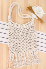 Womens Straw Beach Bag Mesh Tassel Foldable Shoulder Shopping Bag