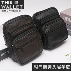 Men's Waterproof Mobile Phone Waist Bag Leather Belt Sheepskin
