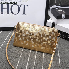 Laser Pu Crossbody Shoulder Bag for Women Golden Silver Clutch Zip Bag