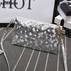 Laser Pu Crossbody Shoulder Bag for Women Golden Silver Clutch Zip Bag