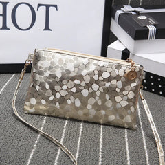 Laser Pu Crossbody Shoulder Bag for Women Golden Silver Clutch Zip Bag