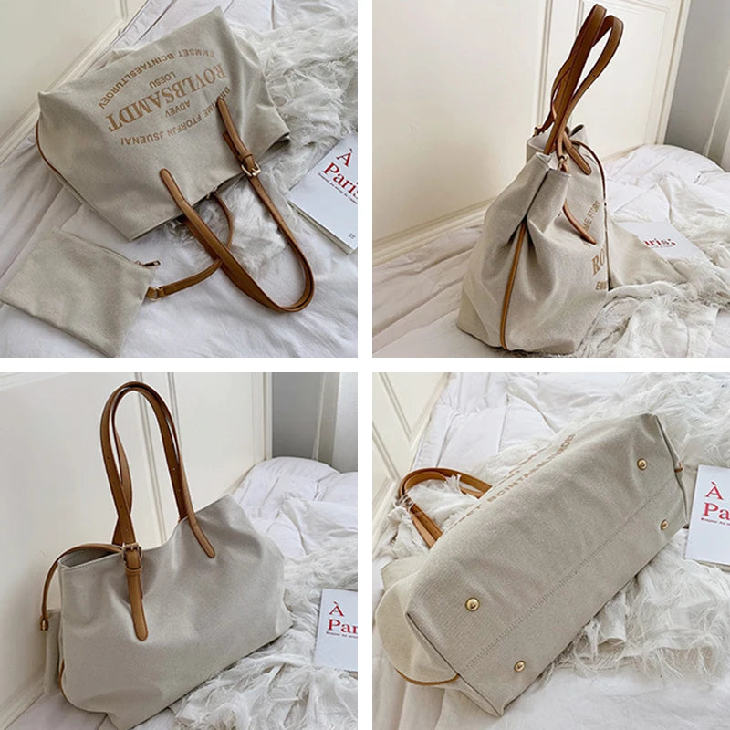 Fashion Canvas Bag Women Large Shopping Bag High Canvas Shoulder Bags