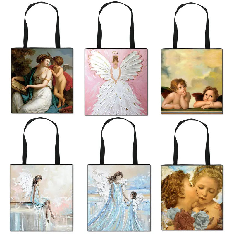 Fairy Love Angel Print Tote Bag Women Shoulder Bag Travel Handbag