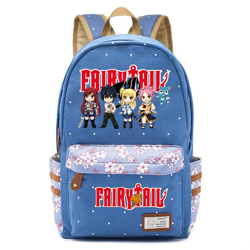 Fairy Tail Canvas Backpack Unisex Student Zip Cartoon Schoolbag