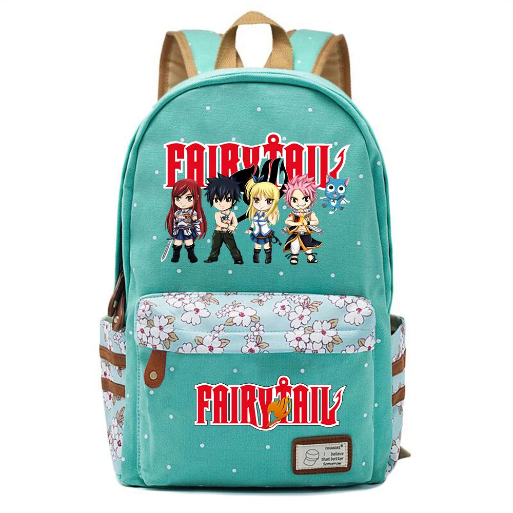 Fairy Tail Canvas Backpack Unisex Student Zip Cartoon Schoolbag