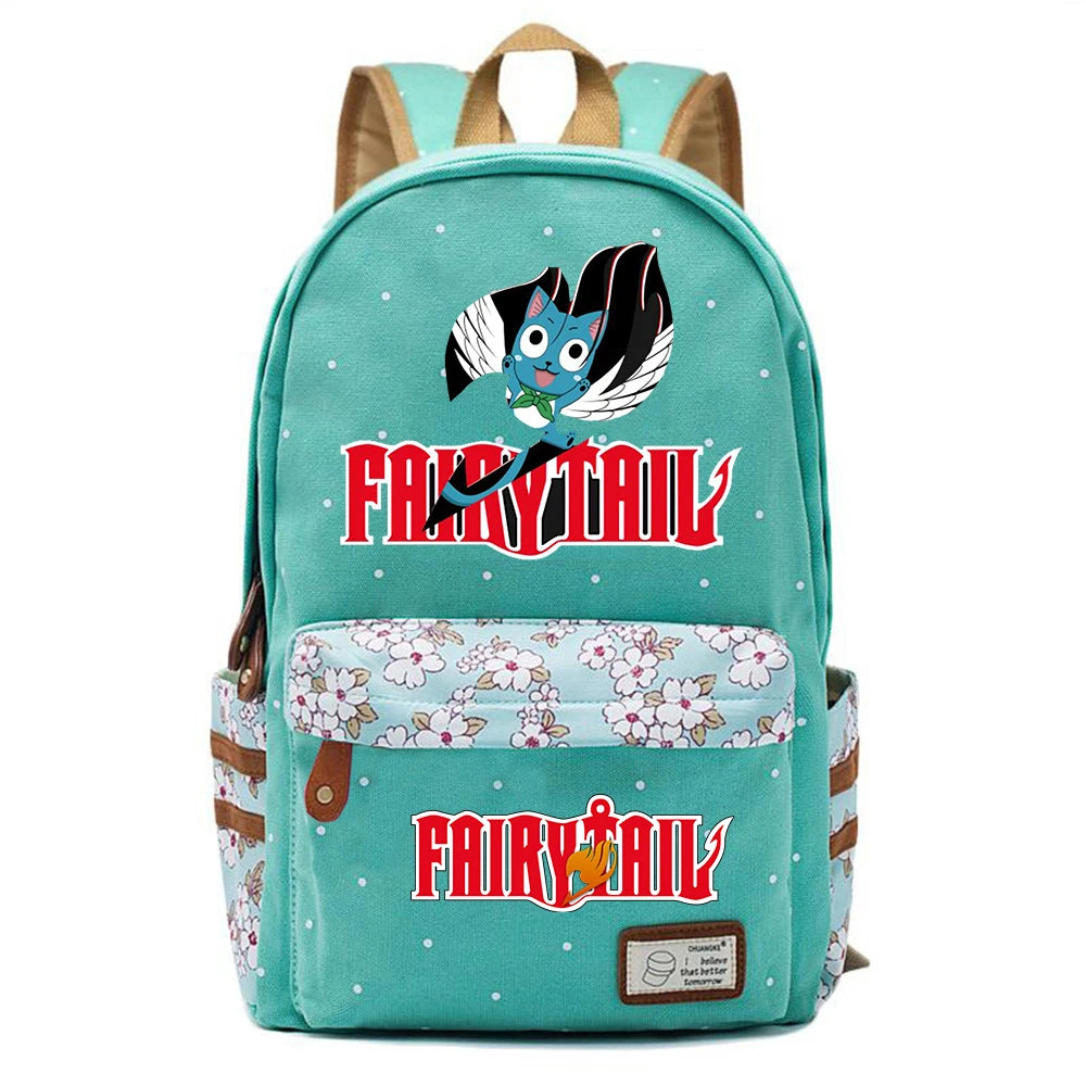 Fairy Tail Canvas Backpack Unisex Student Zip Cartoon Schoolbag