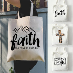 Faith Printed Women Canvas Shoulder Tote Bag Christian