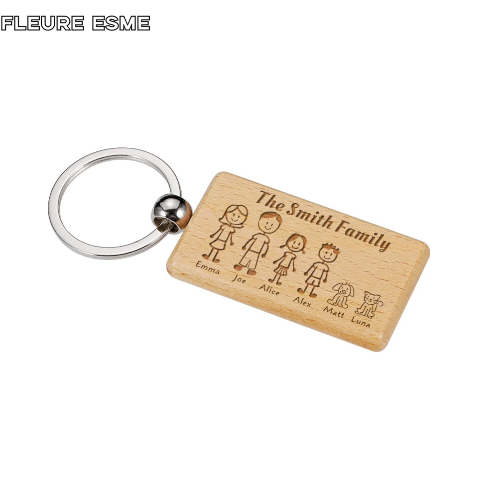Family Love Keychain Engraved Family Name for Parents Children Gift