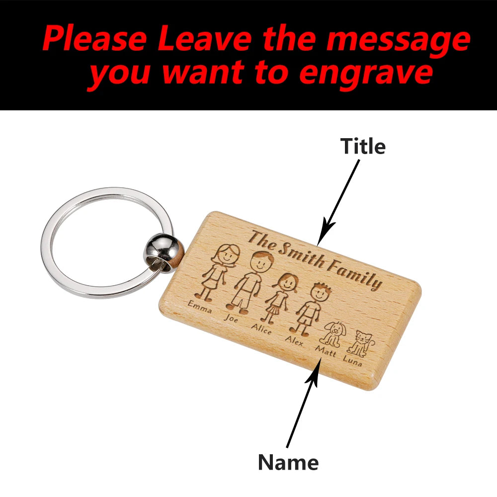 Family Love Keychain Engraved Family Name for Parents Children Gift