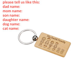 Family Love Keychain Engraved Family Name for Parents Children Gift