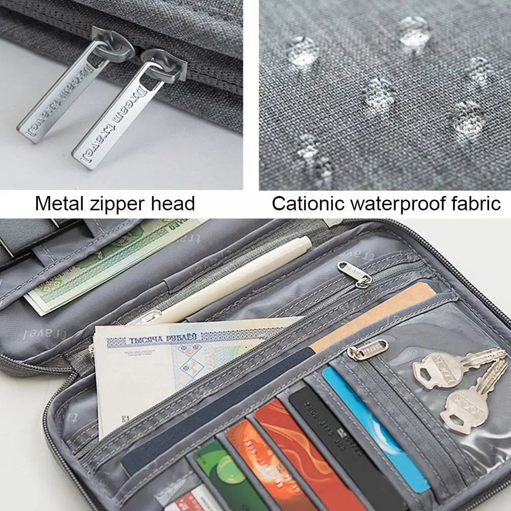 Family Travel Wallet Passport Holder Waterproof Document Bag