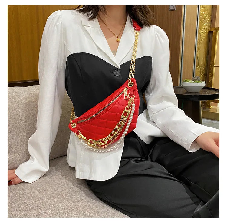 Plaid Quilted Women's Shoulder Bag Small Crossbody Chain Handbag