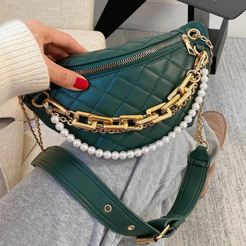 Plaid Quilted Women's Shoulder Bag Small Crossbody Chain Handbag