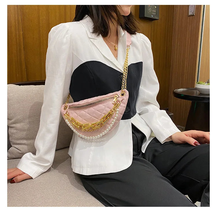 Plaid Quilted Women's Shoulder Bag Small Crossbody Chain Handbag