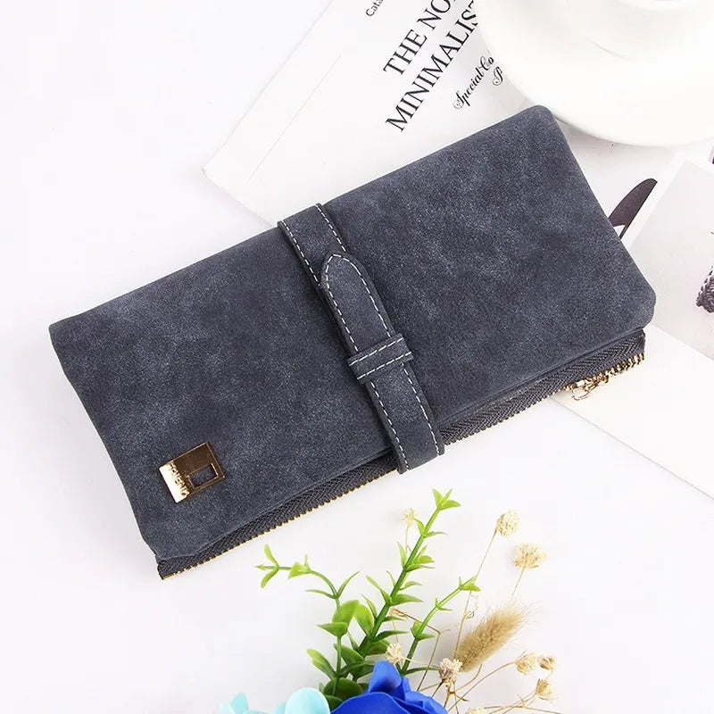 Famous Long Purse Women Wallets Drawstring Nubuck Leather
