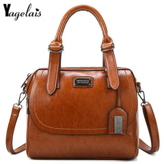 Oil Wax Leather Boston Bag Crossbody Bags For Women
