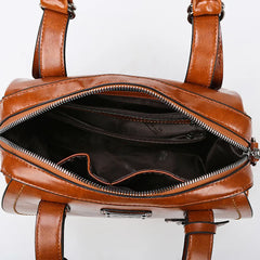 Oil Wax Leather Boston Bag Crossbody Bags For Women