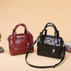 Oil Wax Leather Boston Bag Crossbody Bags For Women