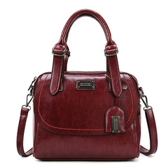 Oil Wax Leather Boston Bag Crossbody Bags For Women