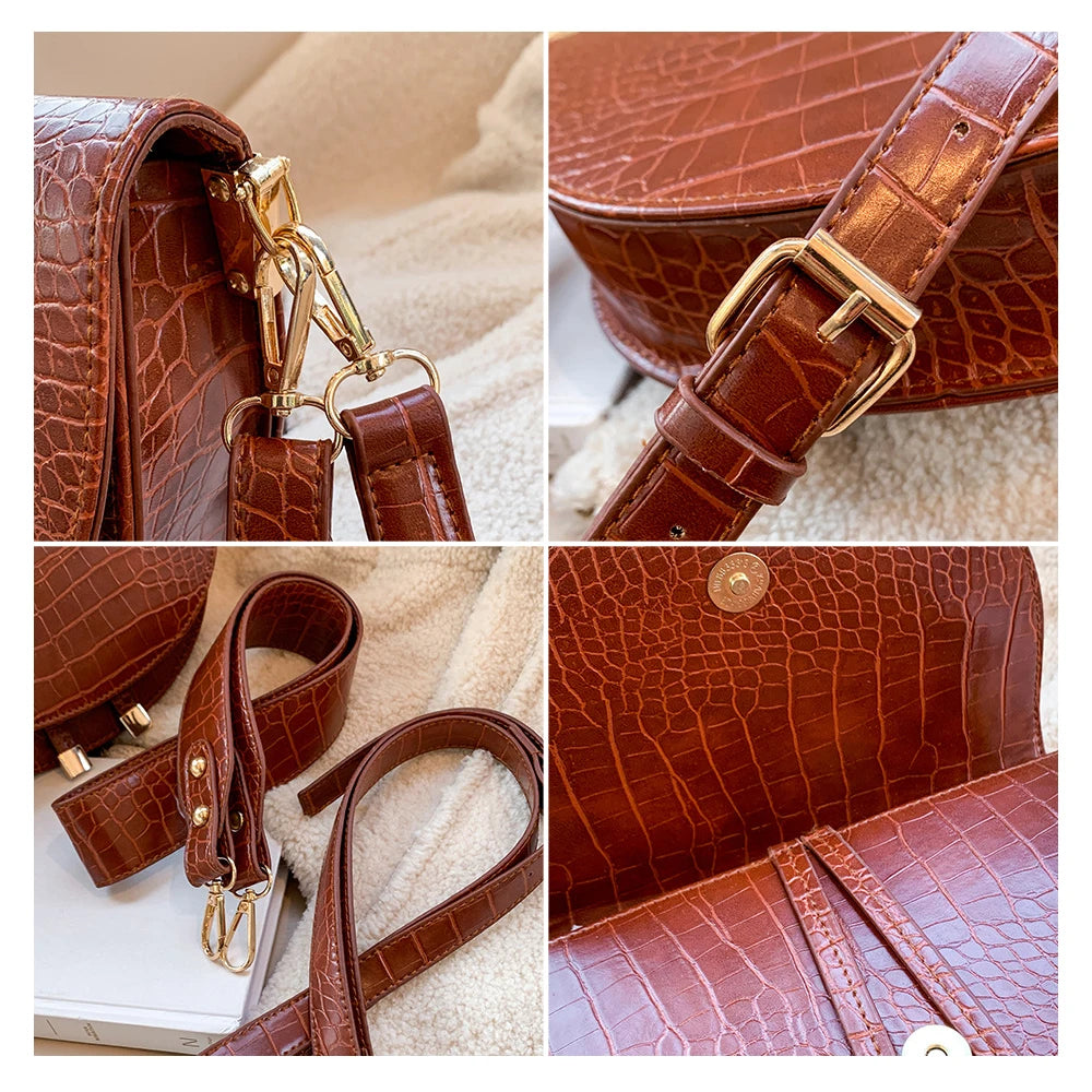 Pu Leather Women Crossbody Bags Crocodile Purse Shoulder Side Bags