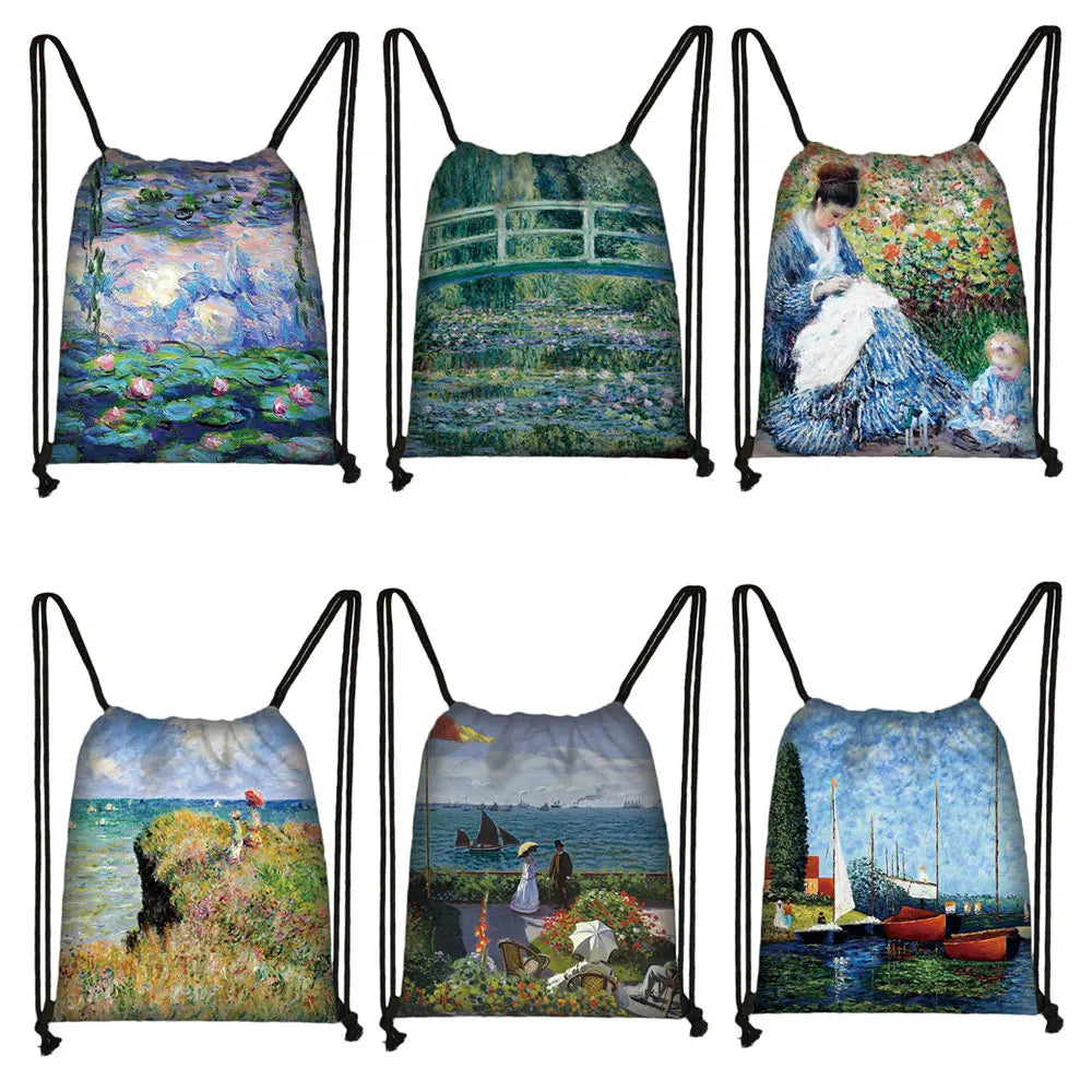 Water Lilies Backpack Men Shoulder Bag for Travel