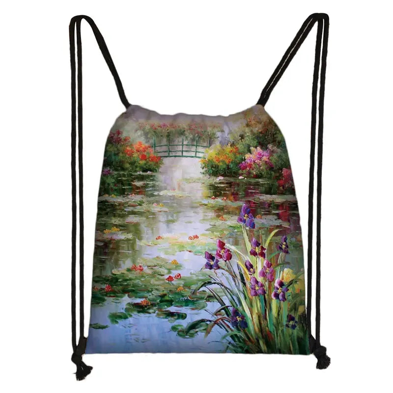 Water Lilies Backpack Men Shoulder Bag for Travel