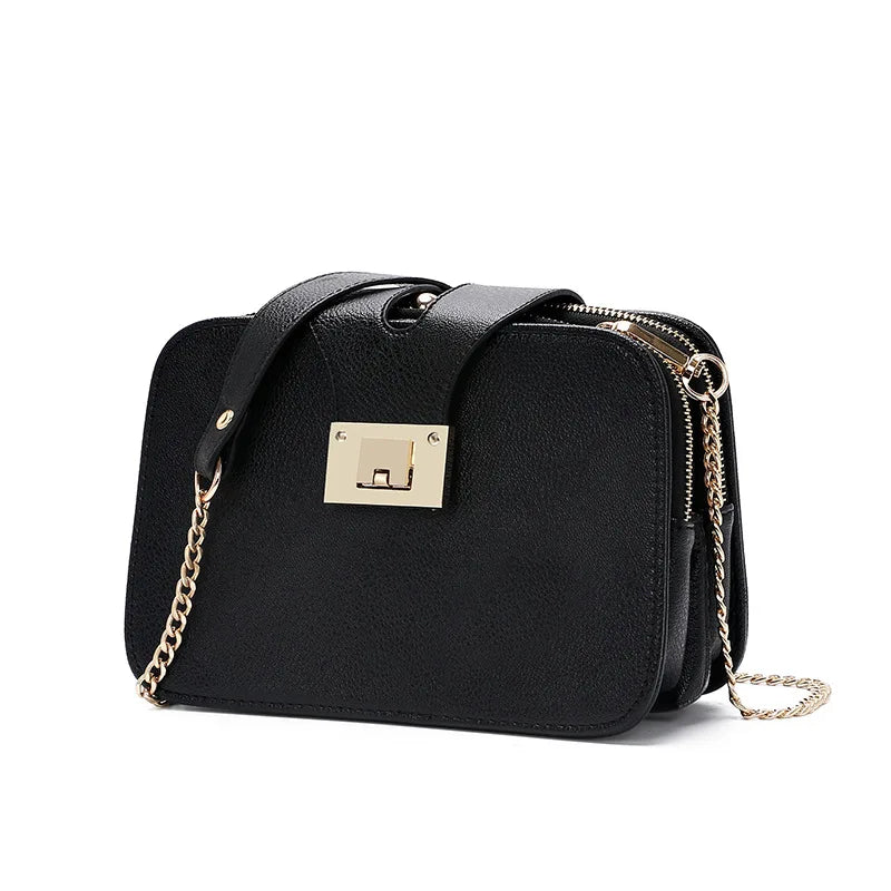 Three Pocket Women Anti-theft Crossbody Bag Pu Leather Shoulder Bag
