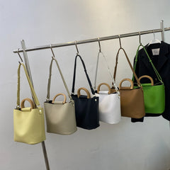 Wood Handle Shoulder Tote Bag for Women