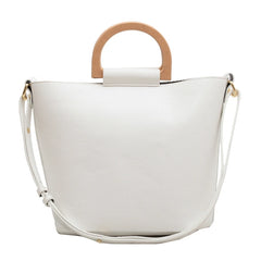 Wood Handle Shoulder Tote Bag for Women