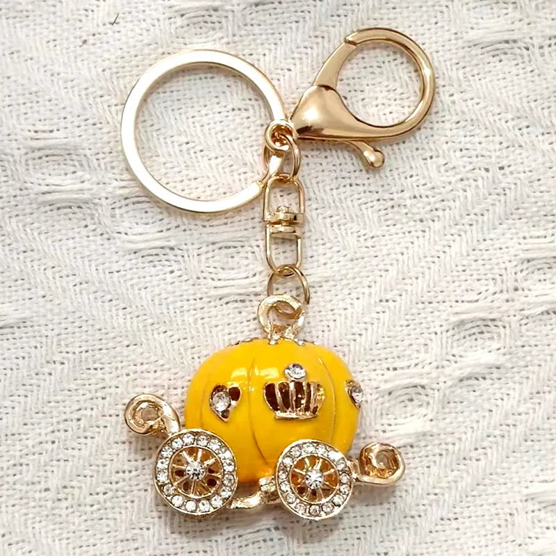 Pumpkin Carriage Crystal Hallowmas Fairy Tale Keychain Purse Bag Buckle