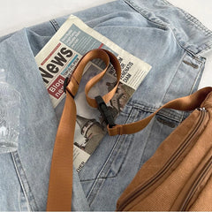 Women's Corduroy Fanny Pack Zippered Waist Bag