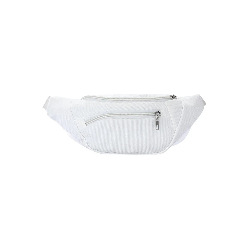 Women's Corduroy Fanny Pack Zippered Waist Bag