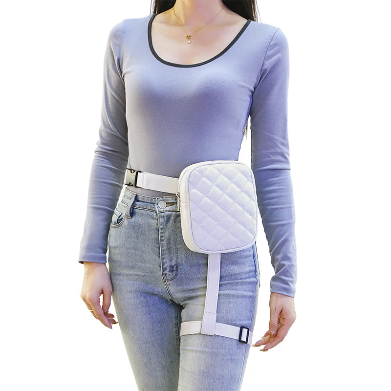 Leather Women Waist Bag for Outdoor Hiking Motorcycle