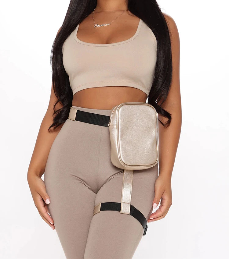 Leather Women Waist Bag for Outdoor Hiking Motorcycle