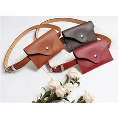 Women's Leather Envelope Waist Pack - Money Belt Chest Bag