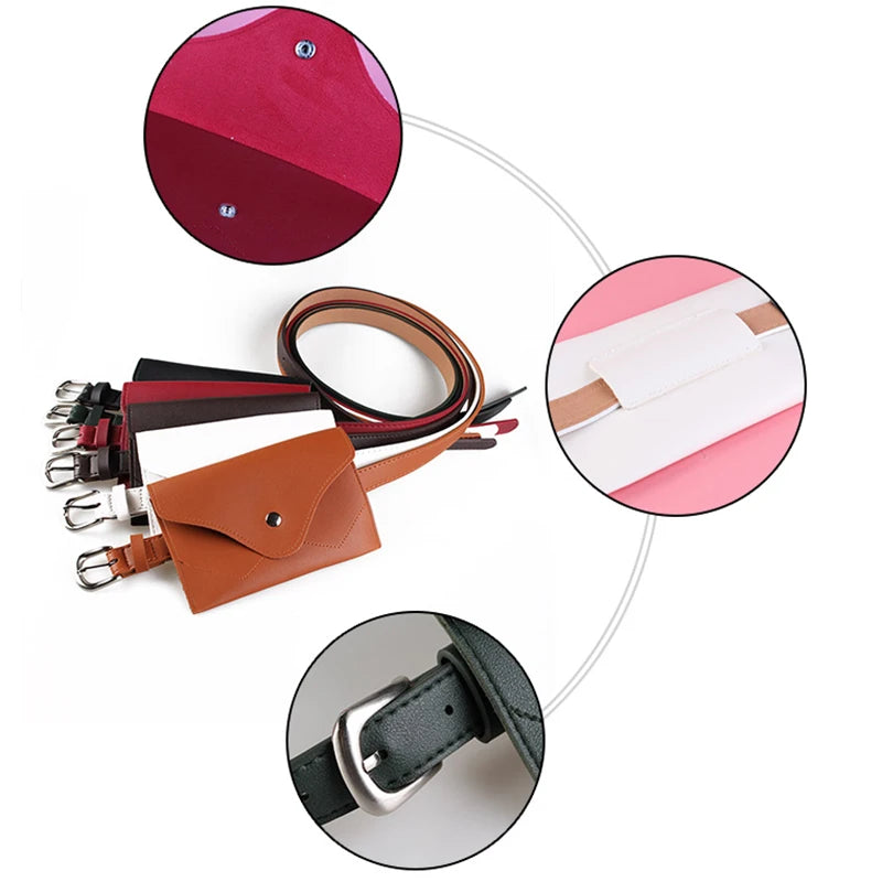 Women's Leather Envelope Waist Pack - Money Belt Chest Bag