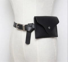 Women's Leather Envelope Waist Pack - Money Belt Chest Bag