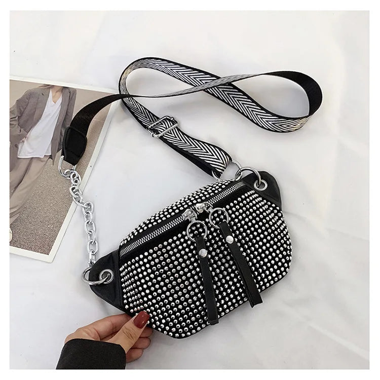 Women's Rhinestone Fanny Pack Chest Bag