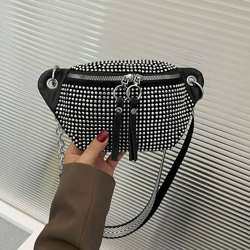 Women's Rhinestone Fanny Pack Chest Bag