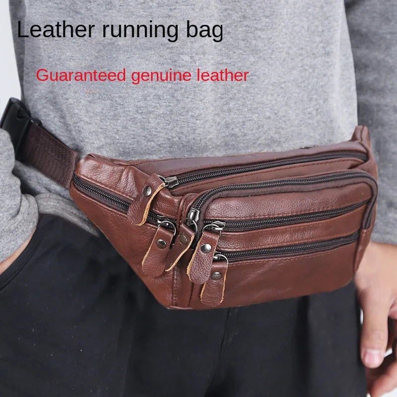 Leather Waist Bag Multifunction Hip Bum Pouch for Travel