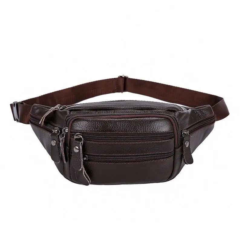 Leather Waist Bag Multifunction Hip Bum Pouch for Travel